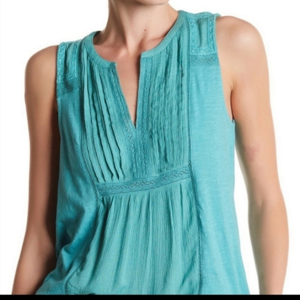 Lucky Brand Boho Style Turquoise Sleeveless Top